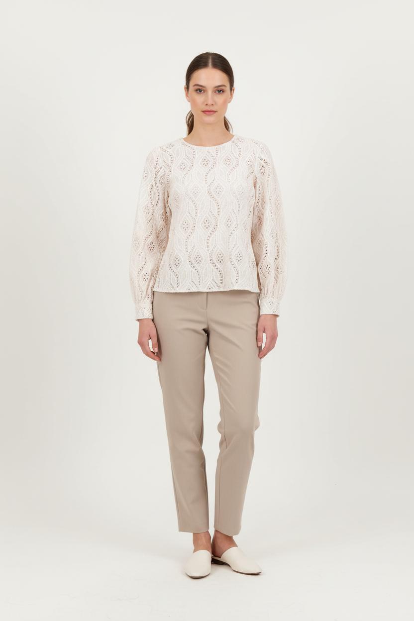 Blouse Brodée Beige - Taille S/36