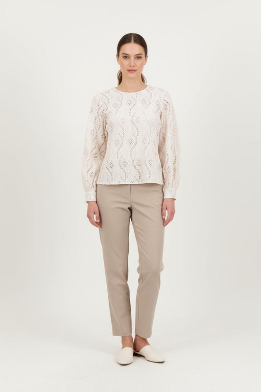 Blouse Brodée Beige - Taille S/36