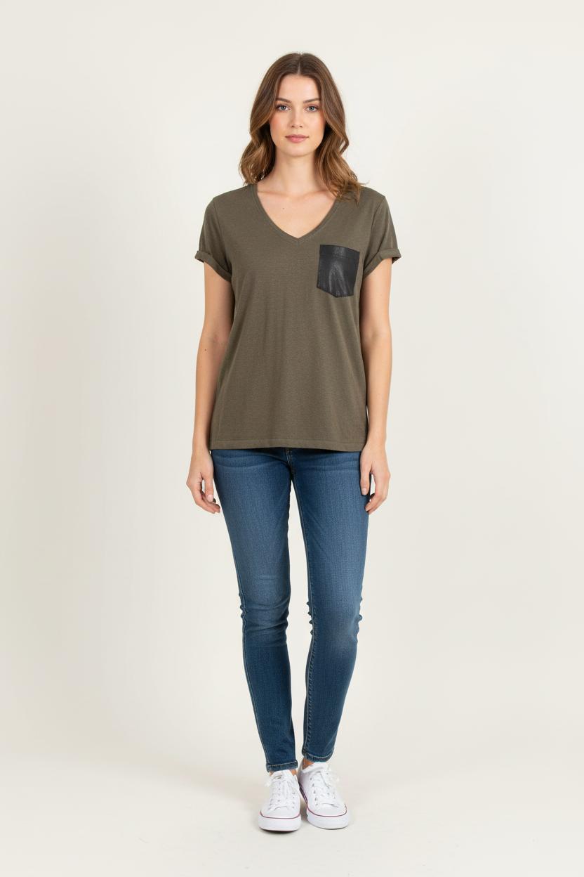 Tee-shirt Vert et Noir - Taille XS/34