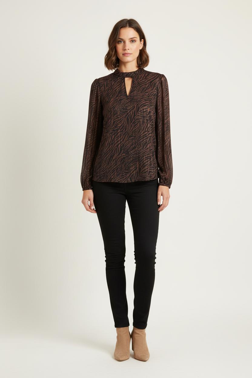 Blouse Marron et Noire - Taille S/36