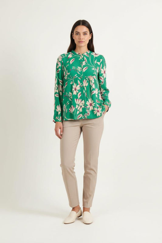 Blouse Verte et Écrue - Taille S/36