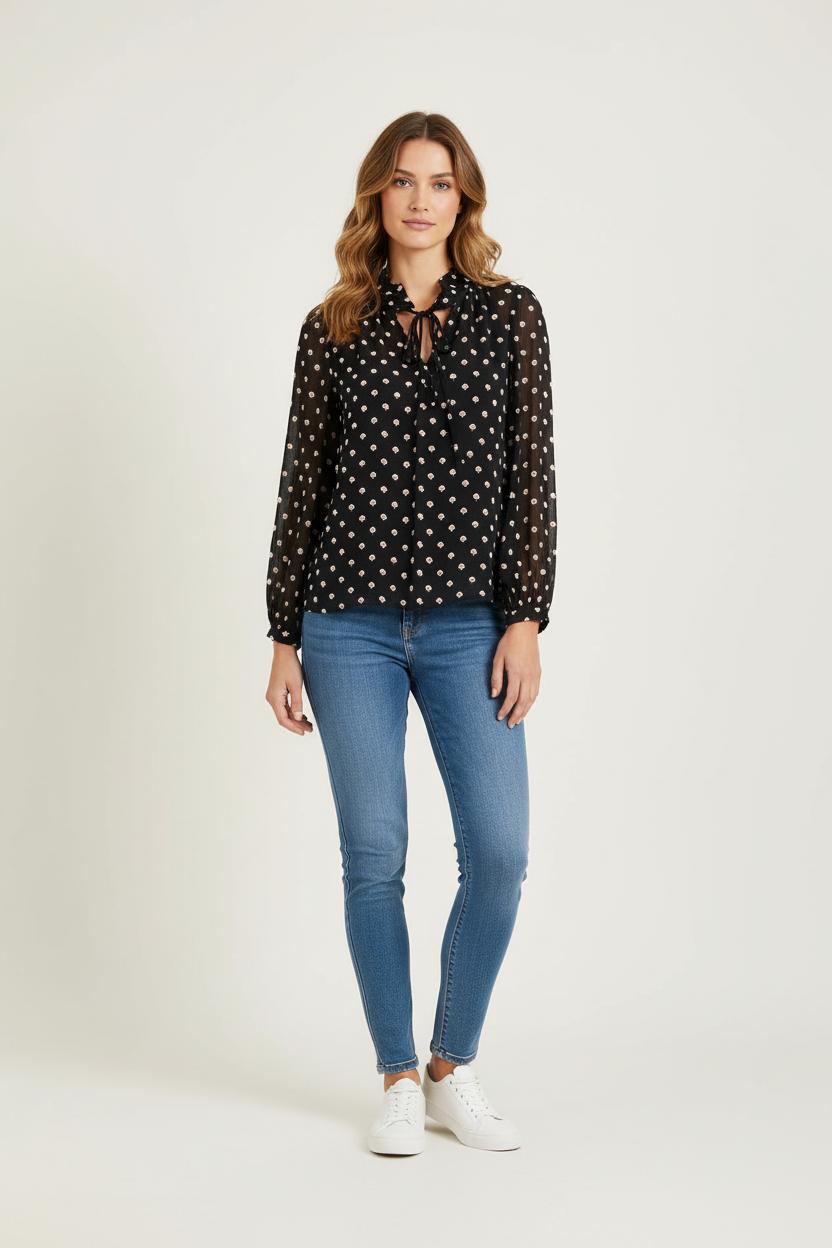 Blouse Noire et Blanche - Taille S/36