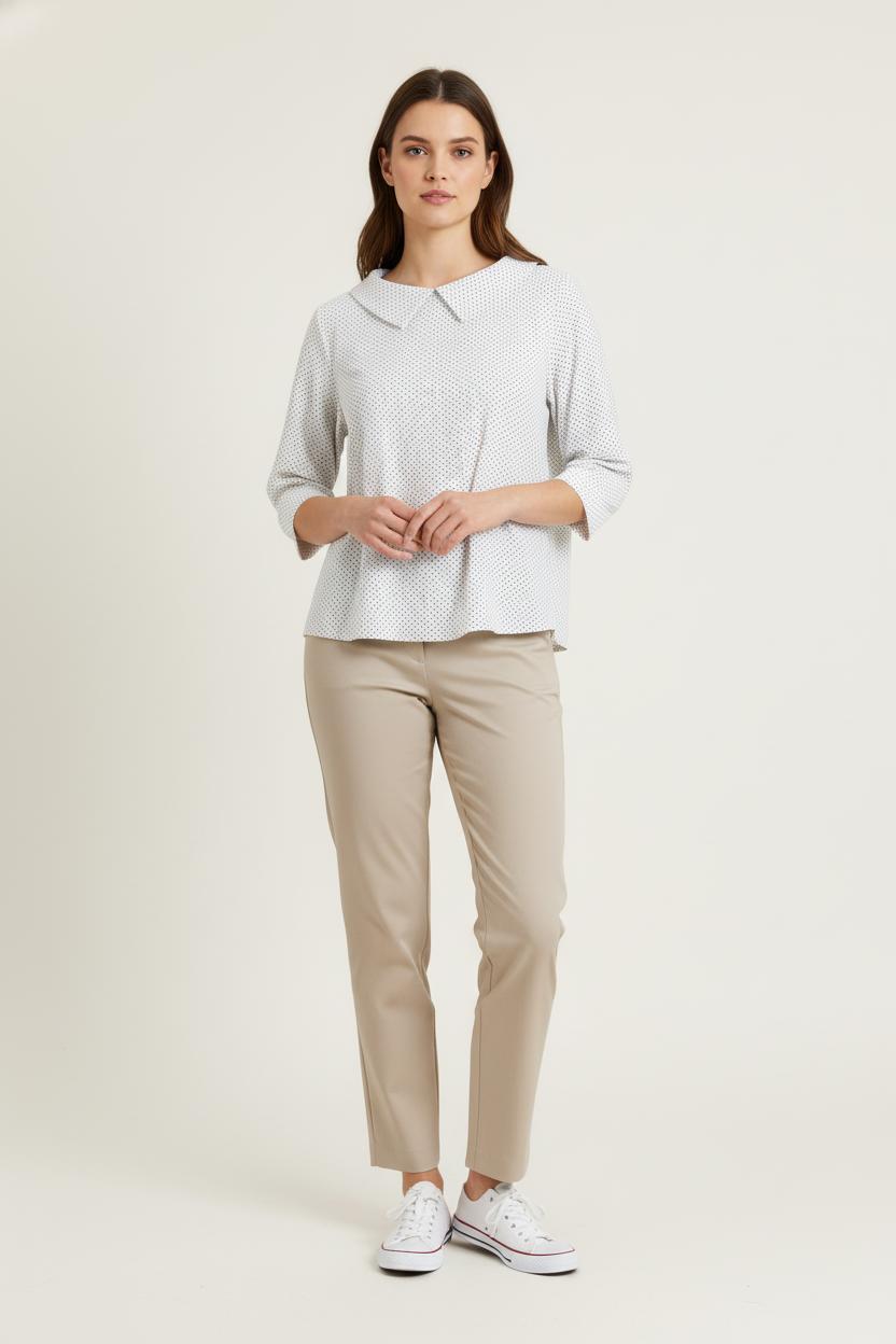 Blouse Blanche à Pois Noirs - Taille S/36