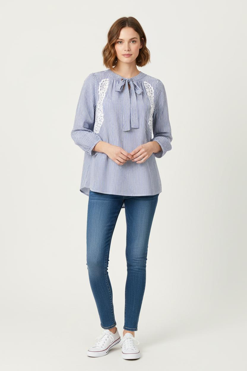 Blouse Bleue et Blanche - Taille L/40