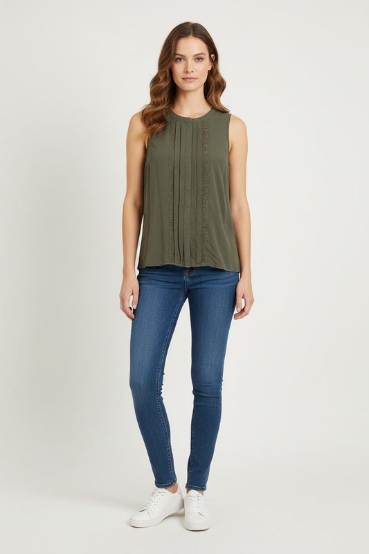 Blouse Sans Manches Verte - Taille S/36