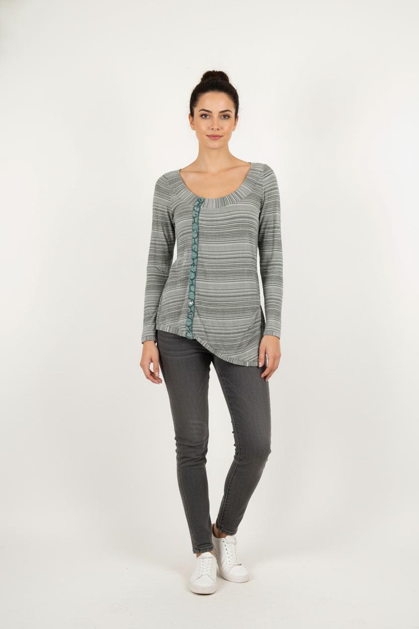 Blouse Grise et Verte - Taille S/36