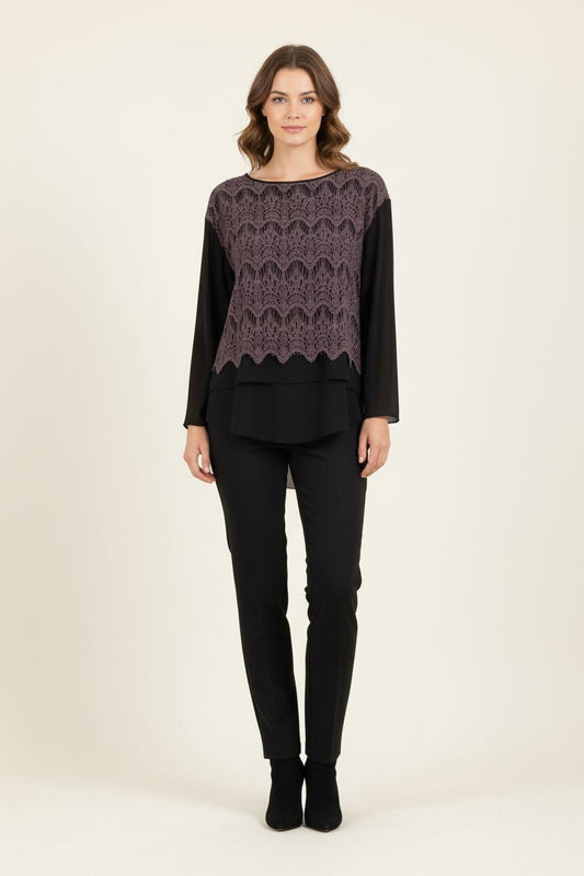 Blouse Noire et Violette - Taille XXL/44