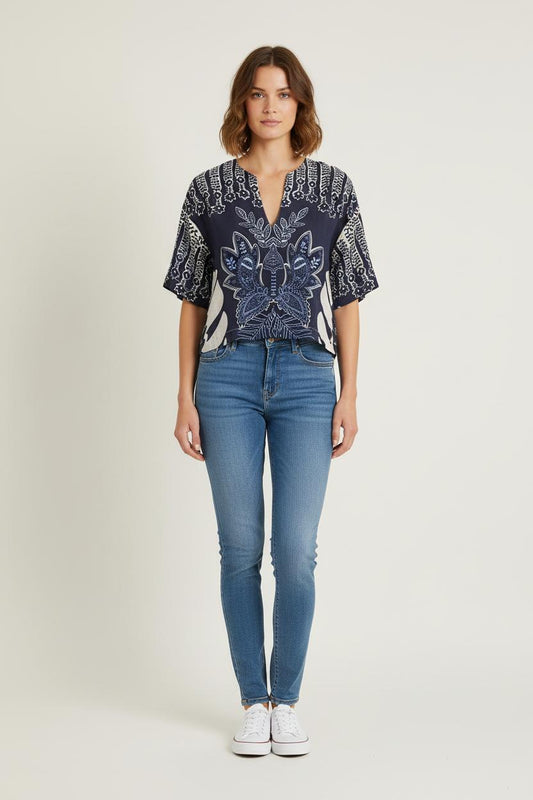 Blouse Bleu et Blanc - Taille S/36