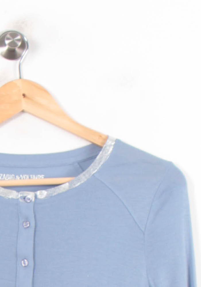 T-shirt Manches Longues Bleu et Argenté - Taille S/36