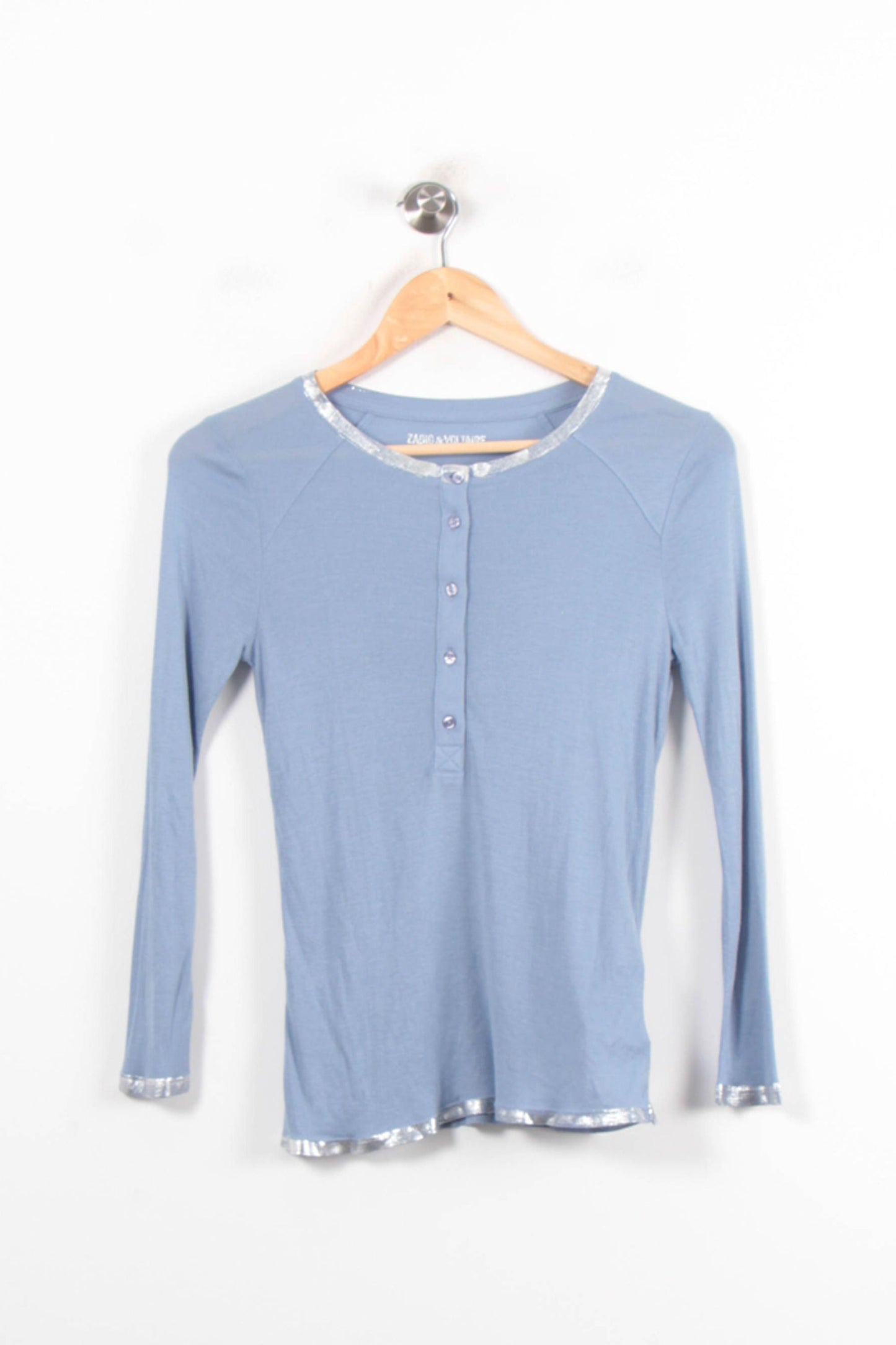 T-shirt Manches Longues Bleu et Argenté - Taille S/36