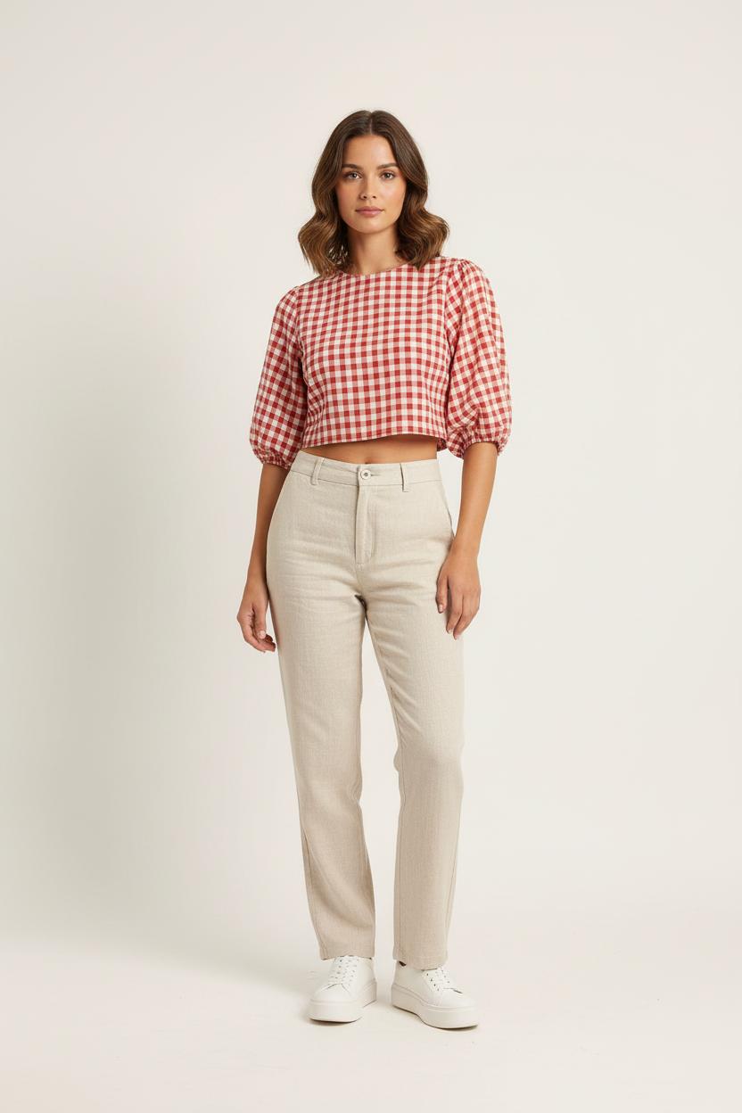 Blouse Rouge et Blanche - Taille XS/34