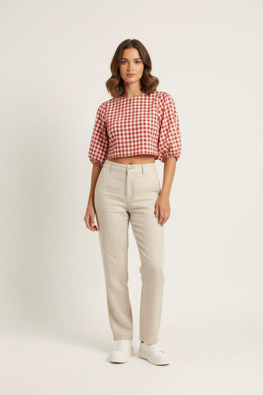 Blouse Rouge et Blanche - Taille XS/34