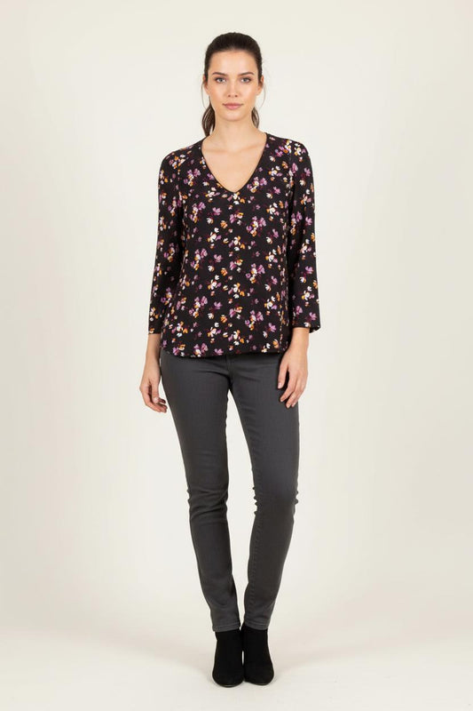 Blouse Noire et Multicolore - Taille S/36