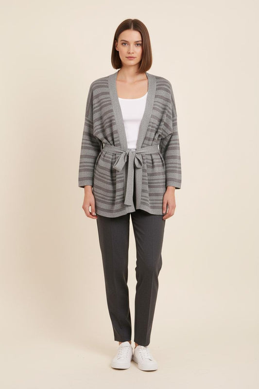Cardigan Gris Rayé - Taille S/36