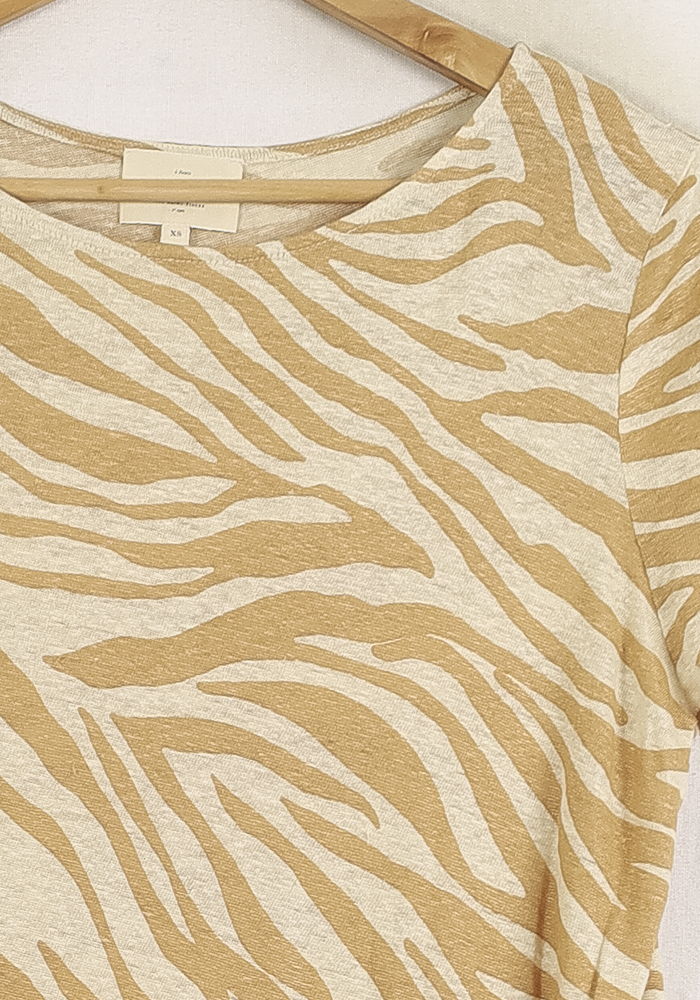 Tee-shirt Beige et Blanc - Taille XS/34