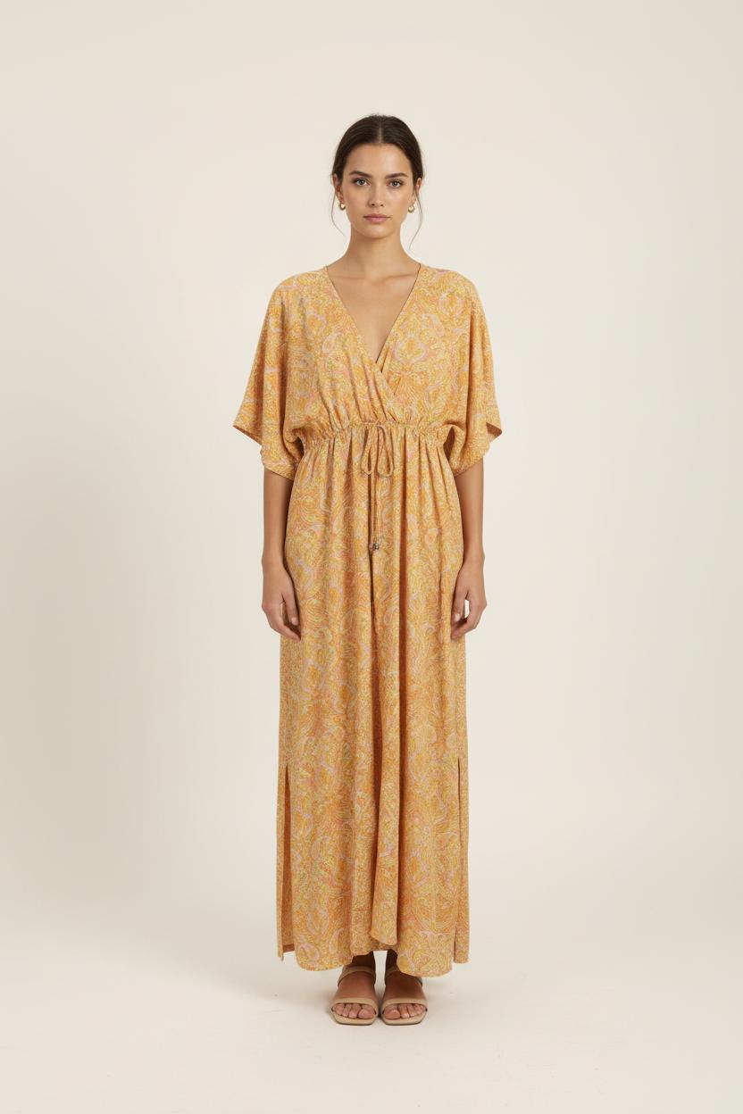 Robe Longue Jaune et Orange - Taille L/40