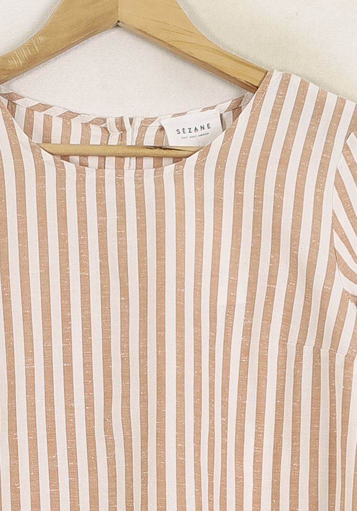 Blouse Rayée Beige et Blanche - Taille S/36