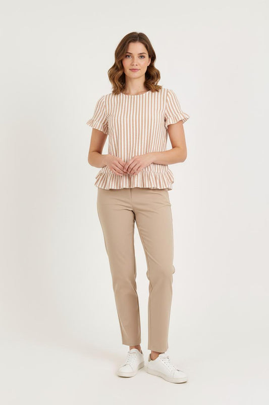 Blouse Rayée Beige et Blanche - Taille S/36