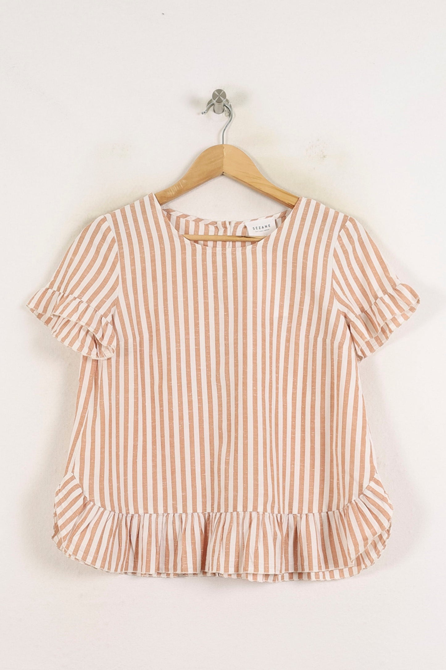 Blouse Rayée Beige et Blanche - Taille S/36