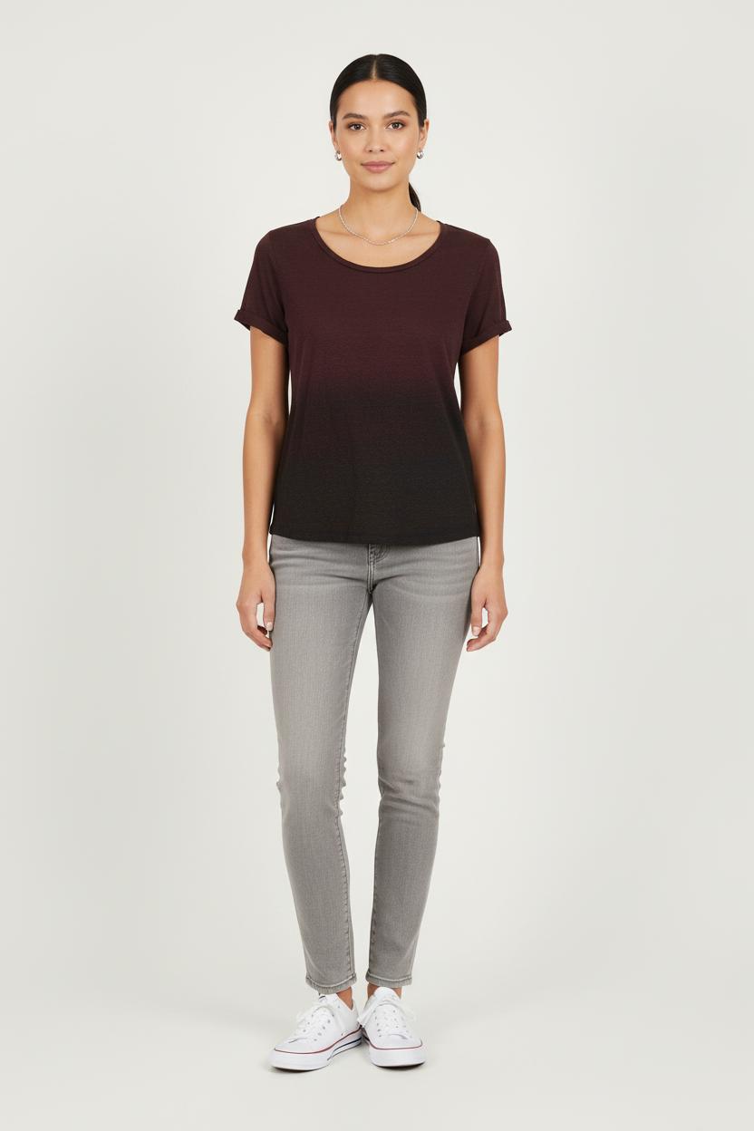 Tee-shirt Bordeaux et Noir - Taille S/36