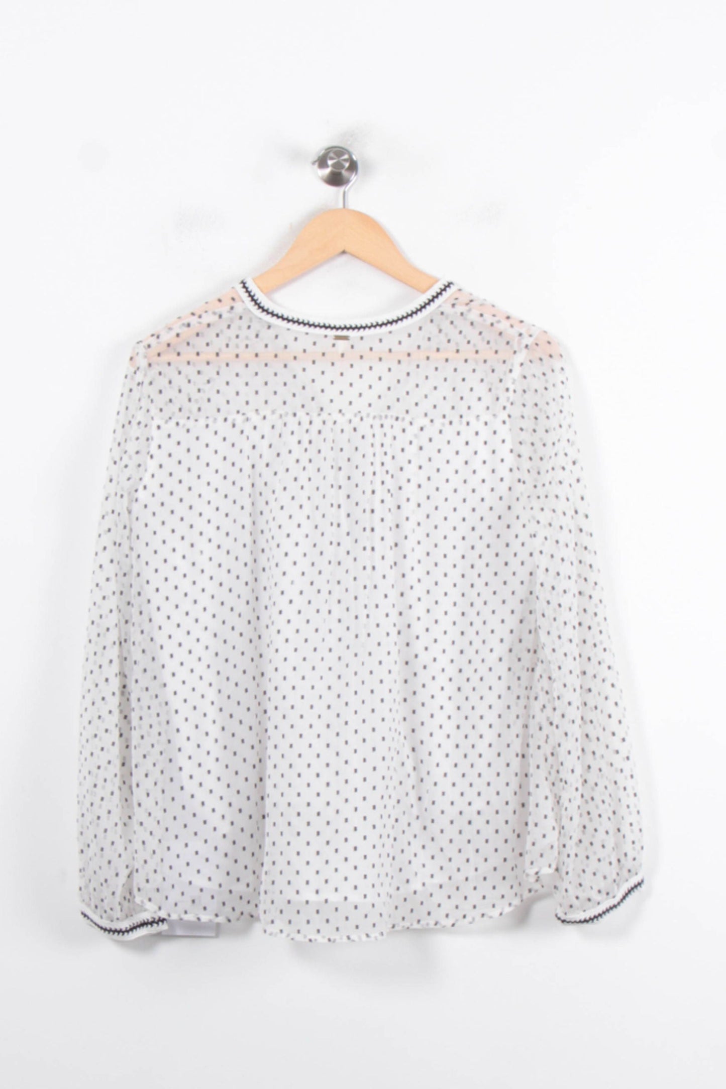 Blouse Blanche à Pois Noirs - Taille M/38