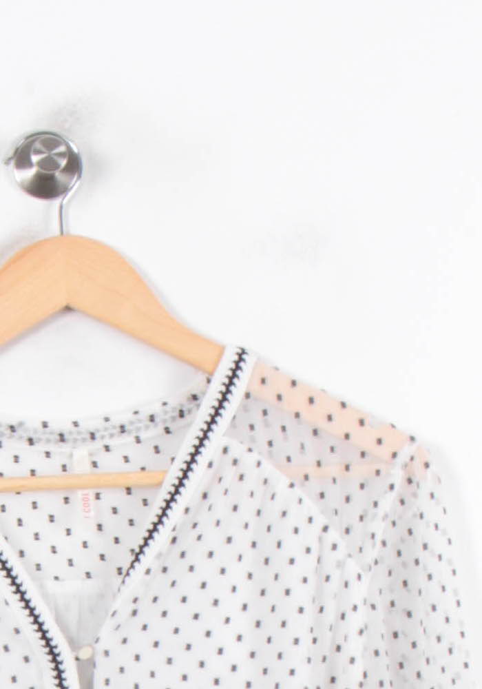 Blouse Blanche à Pois Noirs - Taille M/38