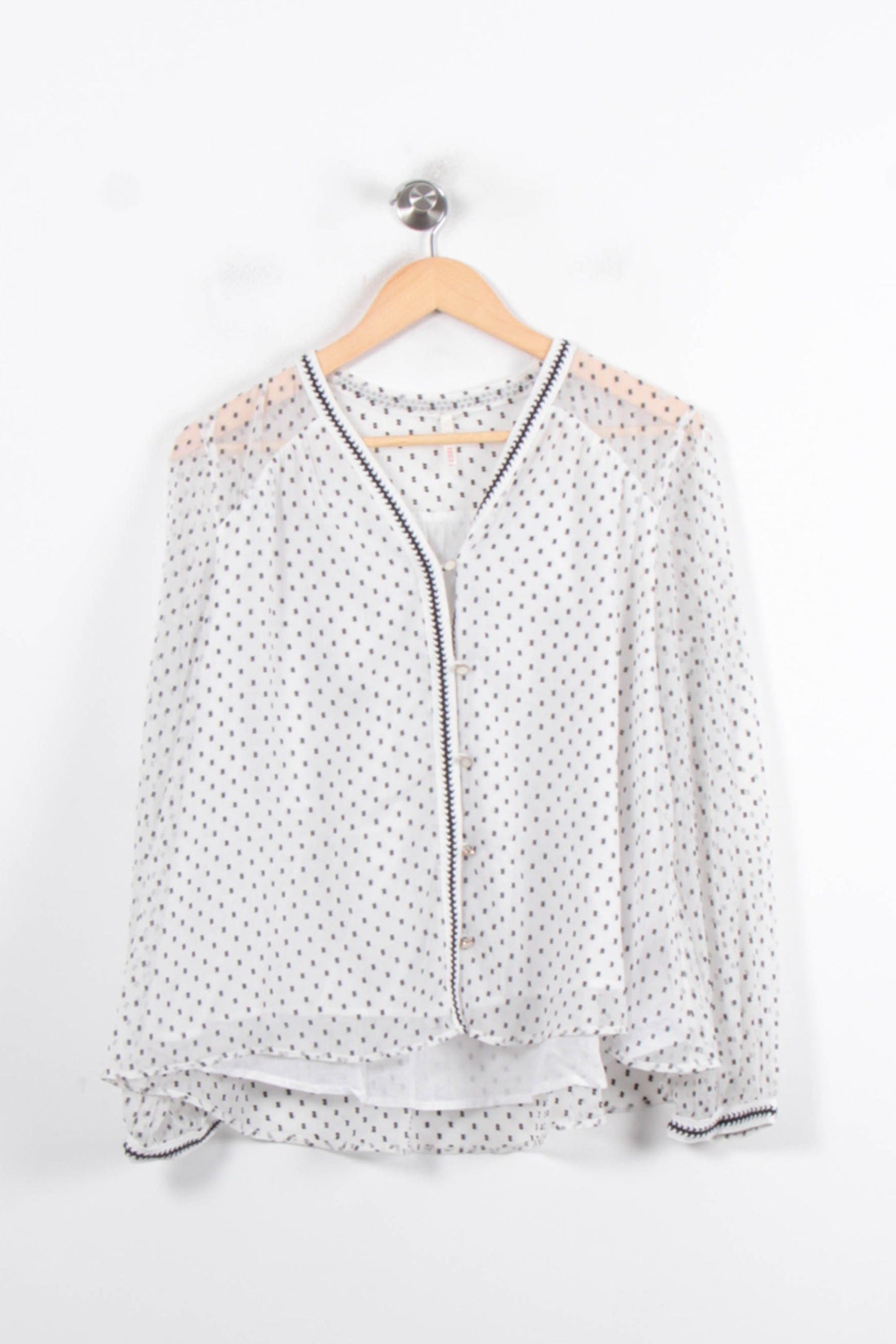Blouse Blanche à Pois Noirs - Taille M/38