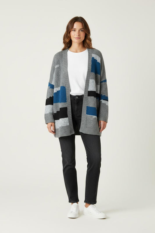 Cardigan Gris et Bleu - Taille M/38