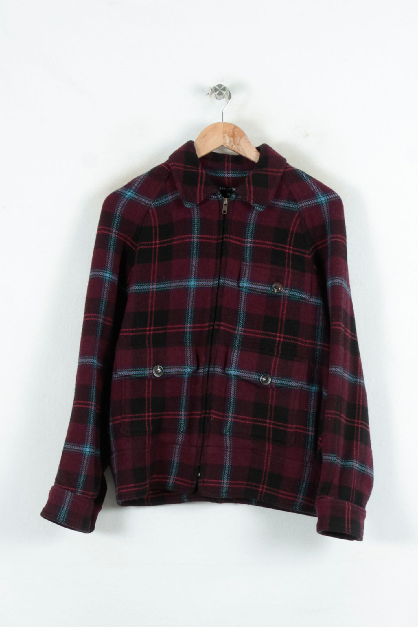 Veste à Carreaux Bordeaux et Noir - Taille XS/34