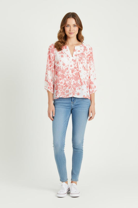 Blouse Blanche et Rouge - Taille L/40