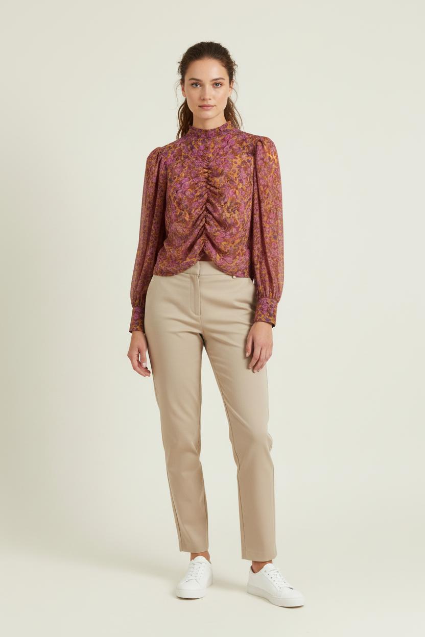 Blouse Fleurie Rose et Jaune - Taille XS/34