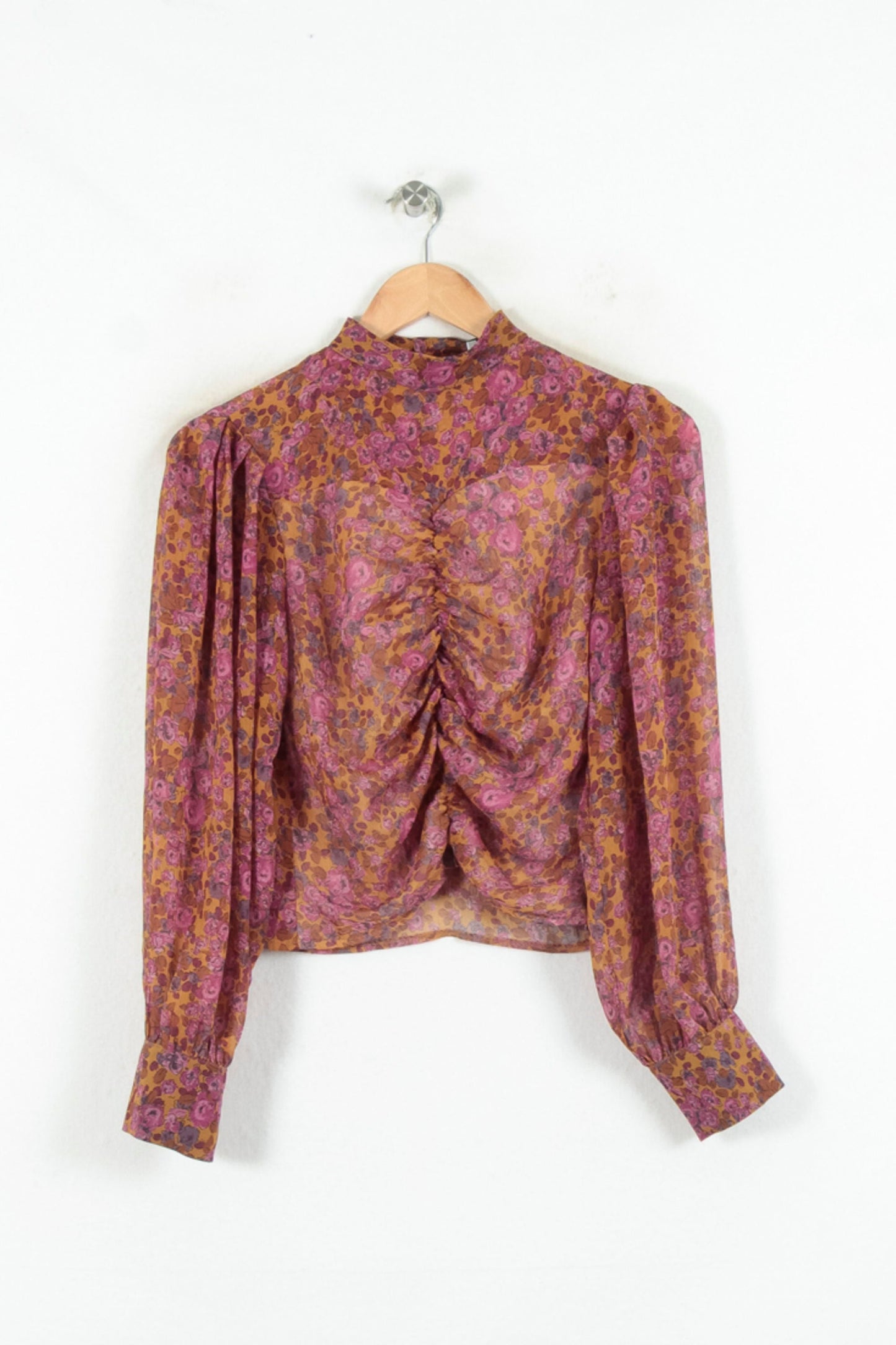 Blouse Fleurie Rose et Jaune - Taille XS/34