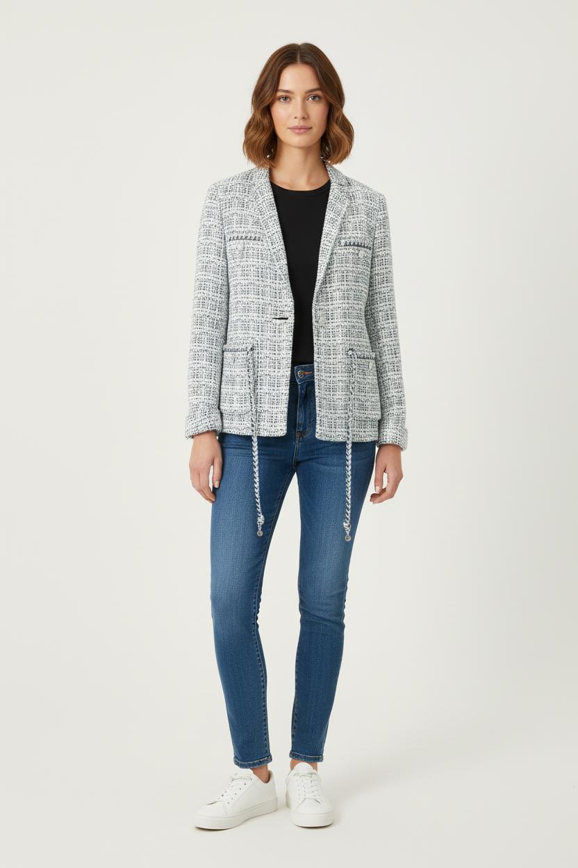 Veste en tweed Bleu et Blanc - Taille L/40