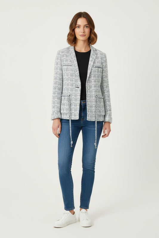 Veste en tweed Bleu et Blanc - Taille L/40