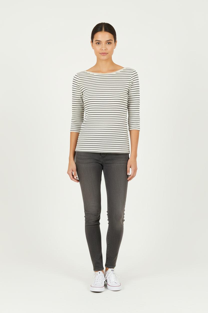 Marinière Beige et Noire - Taille S/36