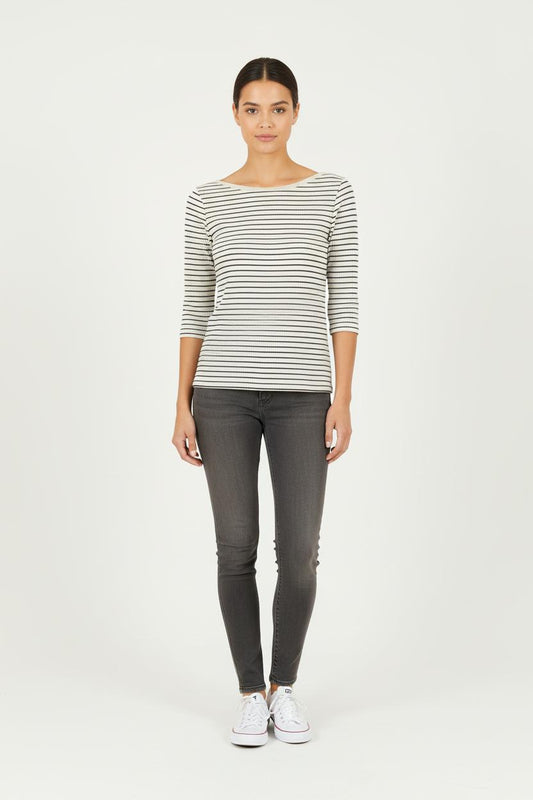 Marinière Beige et Noire - Taille S/36