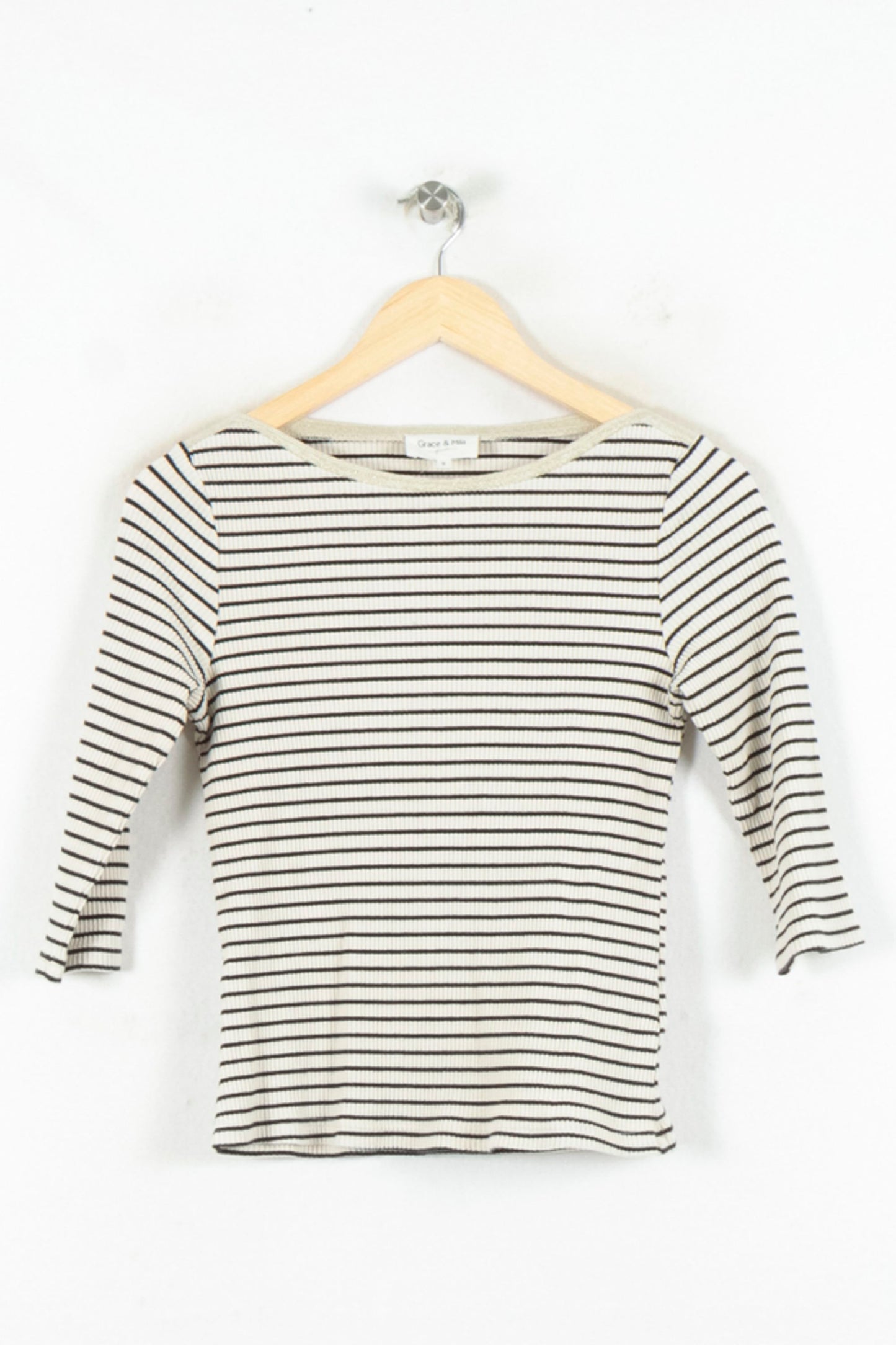 Marinière Beige et Noire - Taille S/36