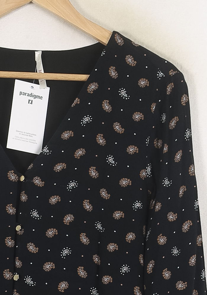 Blouse Noire à Motifs - Taille XL/42