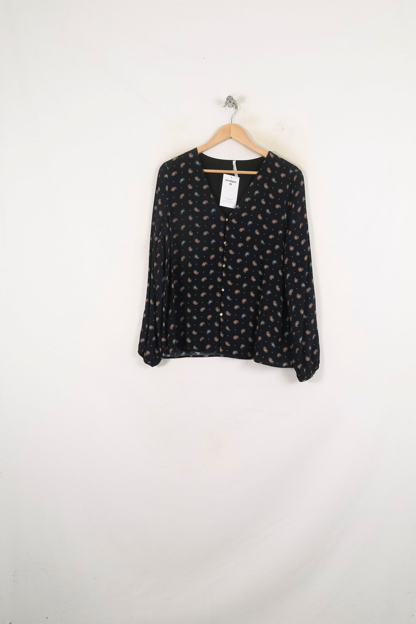 Blouse Noire à Motifs - Taille XL/42