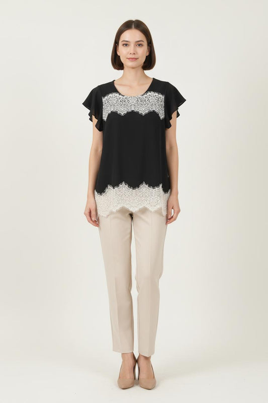 Blouse Noire et Blanche - Taille M/38