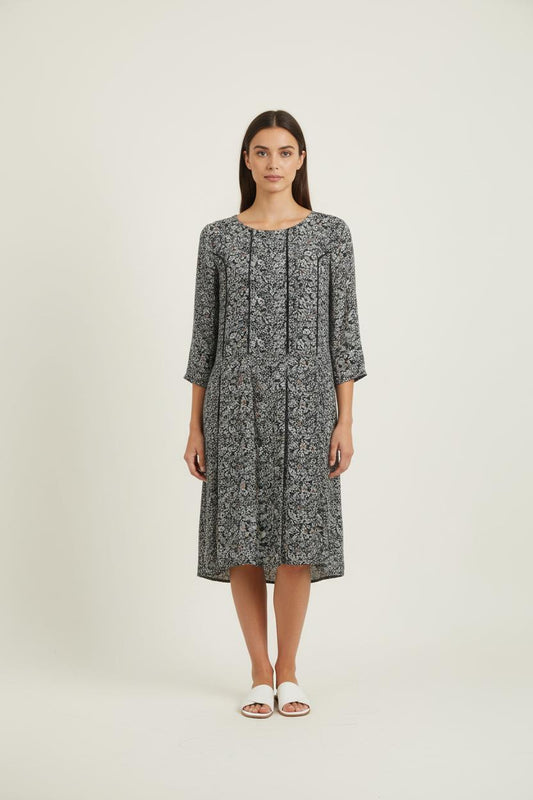 Robe Fleurie Noire - Taille L/40