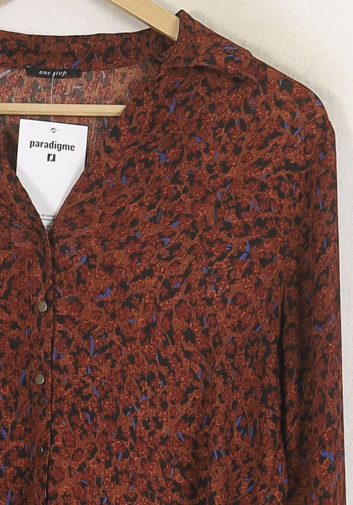 Blouse Marron et Bleu - Taille M/38