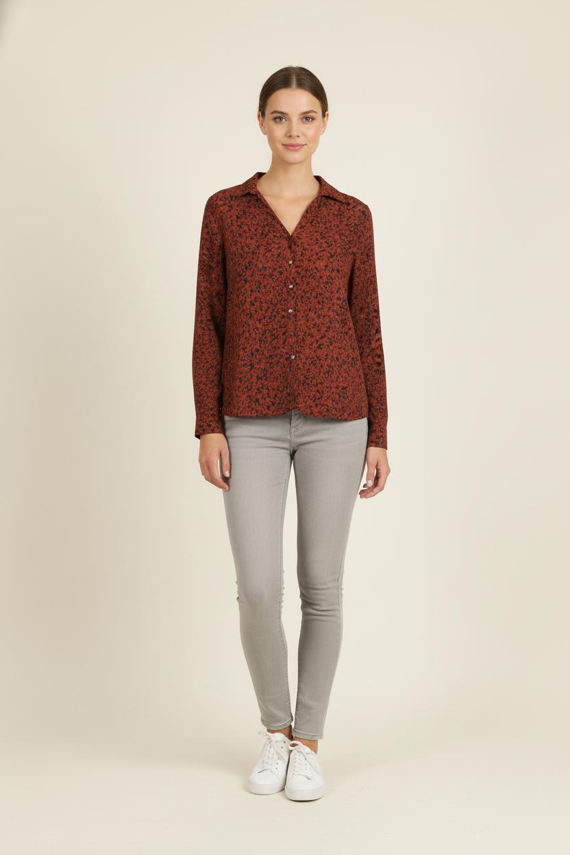 Blouse Marron et Bleu - Taille M/38