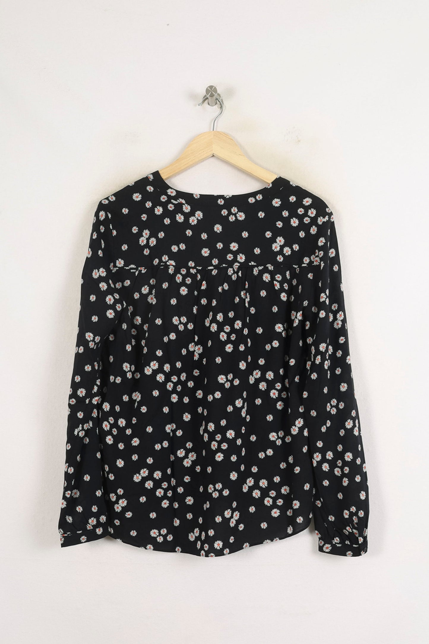 Blouse Noire à Fleurs Blanches - Taille M/38