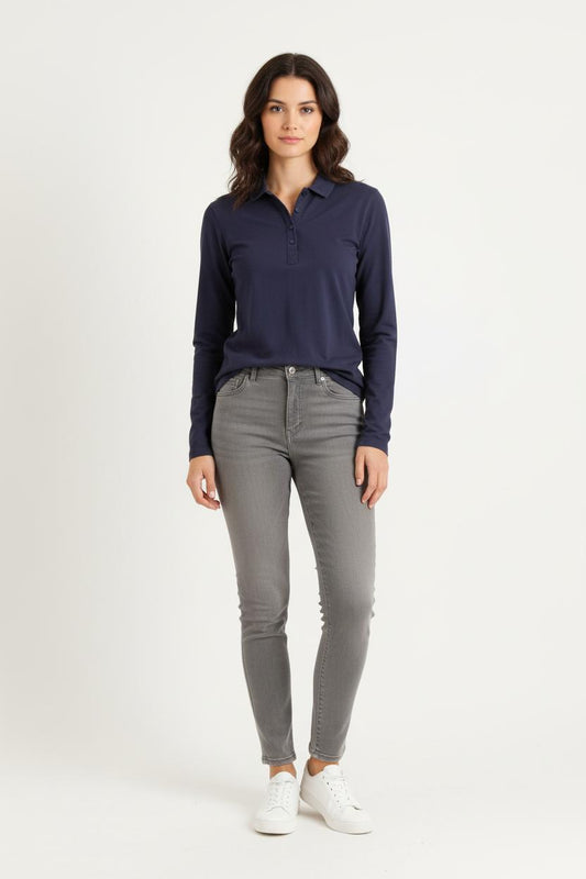 Polo Manches Longues Bleu - Taille XS/34