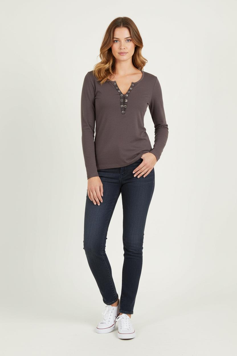 Tee-shirt manches longues Marron - Taille M/38