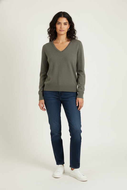 Pull Col V Gris - Taille M/38