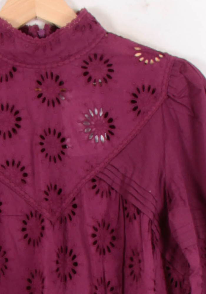 Blouse Brodée Bordeaux - Taille S/36