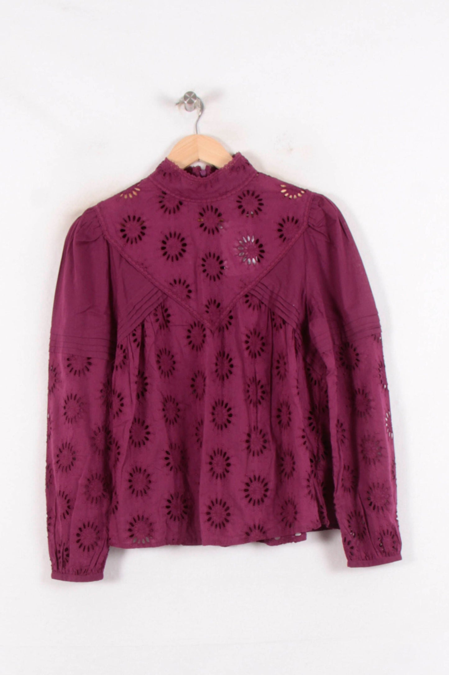Blouse Brodée Bordeaux - Taille S/36