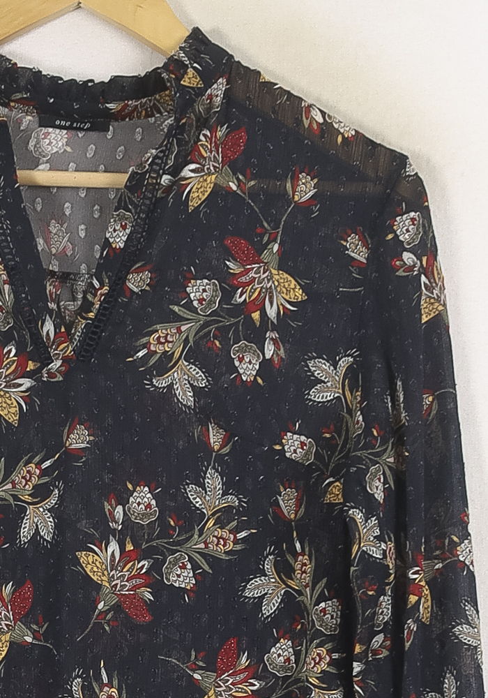 Blouse Fleurie Bleu - Taille XS/34